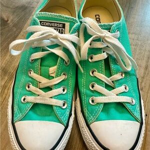Converse White and Green Sneakers Classic Canvas Low-Top
